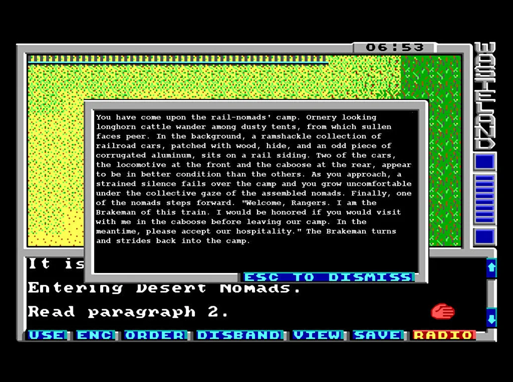 Скриншот Wasteland: Текстовое окно.