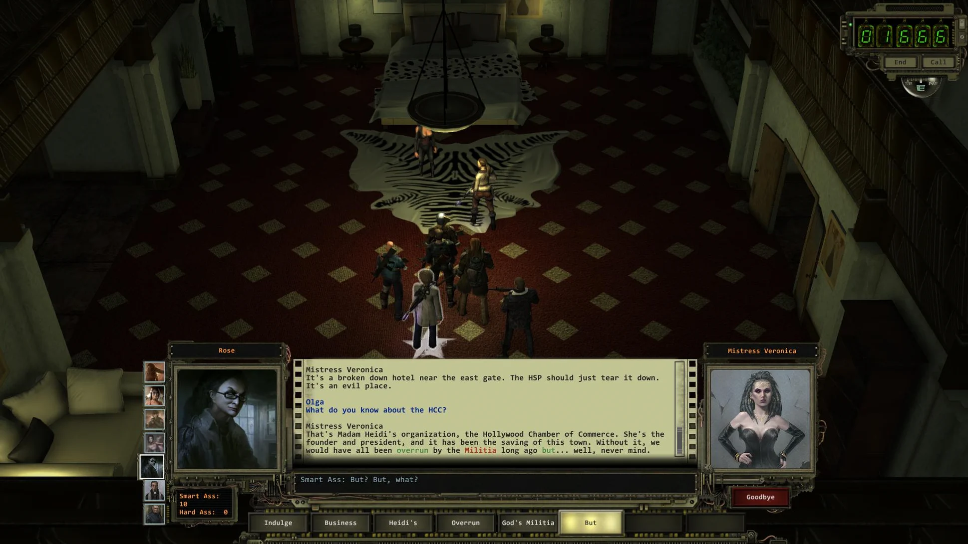 Скриншот Wasteland 2: Ключевые слова в диалоге.