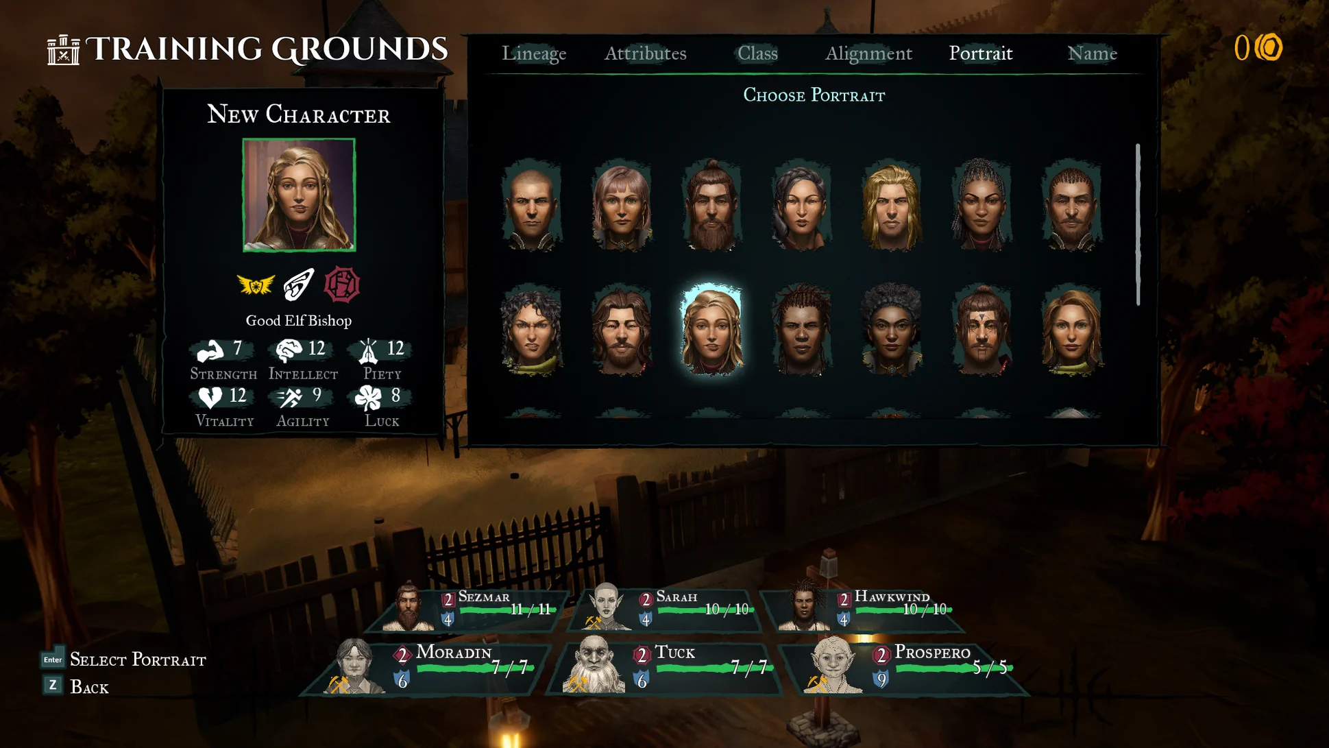 [Wizardry: Proving Grounds of the Mad Overlord Remake] На скриншоте: Портреты персонажей.