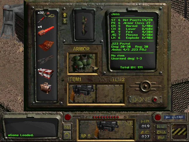 [Fallout] На скриншоте: Инвентарь.