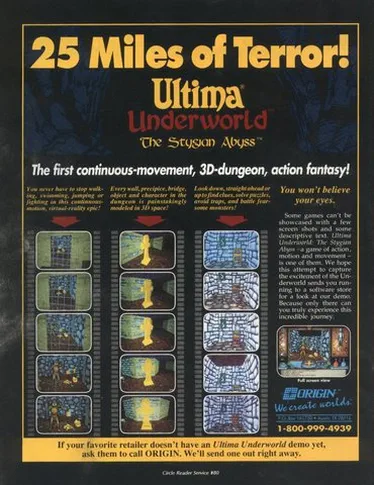 Ultima Underworld: первый трёхмерный фэнтезийный боевик «с бесшовным перемещением».